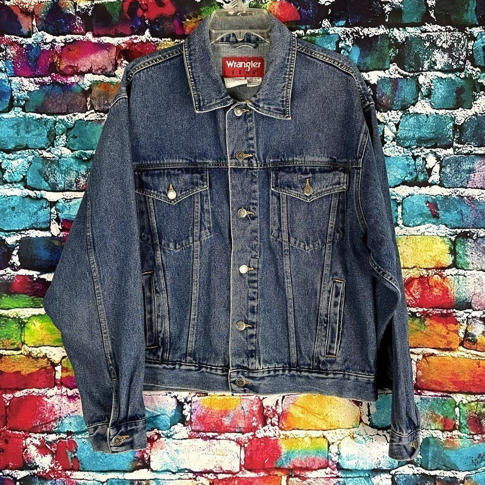 Wrangler Hero Denim Jean Jacket Size Medium Trucker Jacket